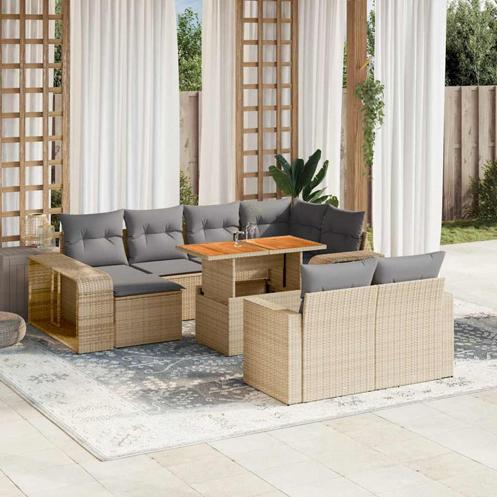 sofasæt til haven 11 dele med hynder polyrattan beige