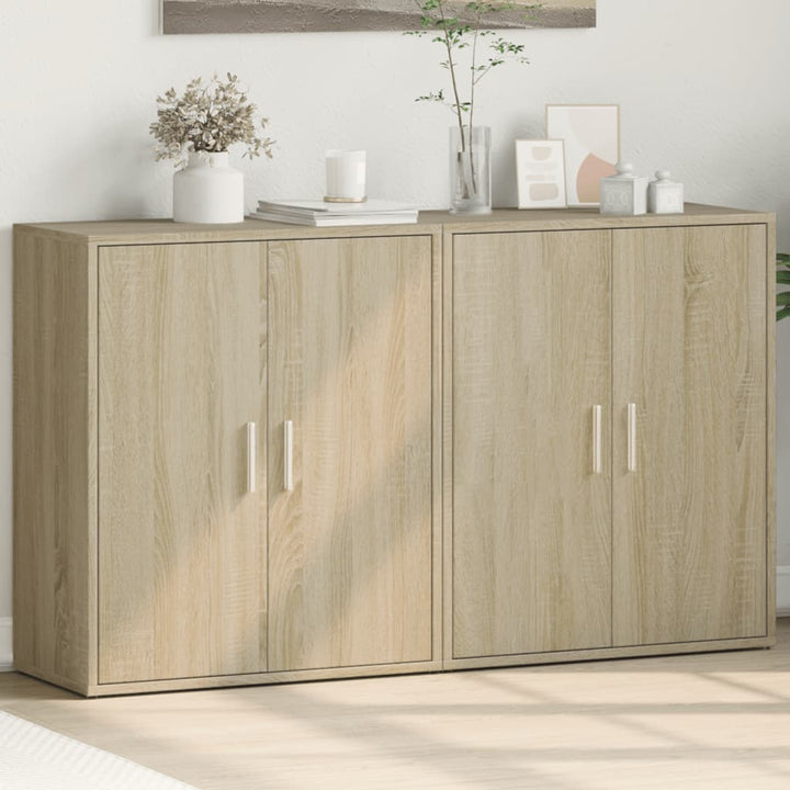 skænke 2 stk. 60x31x70 cm konstrueret træ sonoma-eg