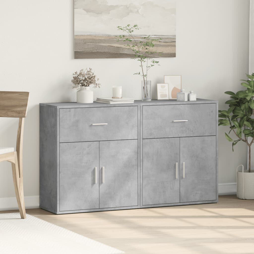 skænke 2 stk. 60x31x70 cm konstrueret træ betongrå