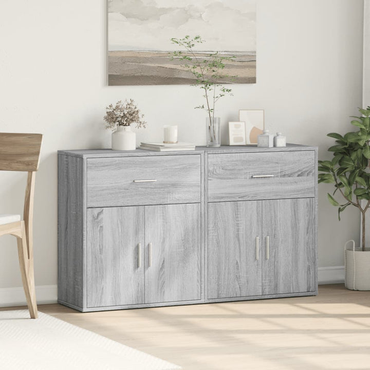 skænke 2 stk. 60x31x70 cm konstrueret træ grå sonoma-eg