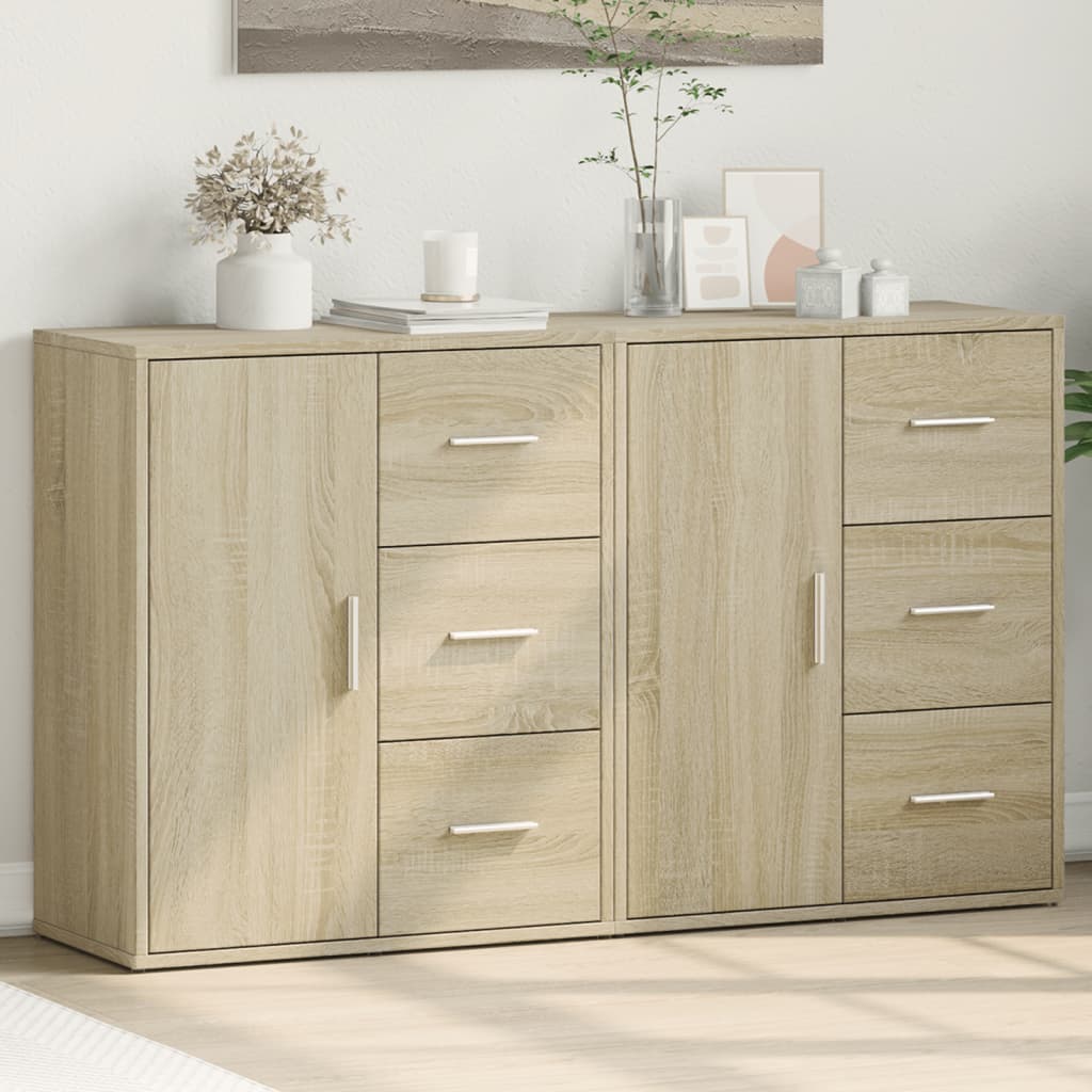 skænke 2 stk. 60x31x70 cm konstrueret træ sonoma-eg
