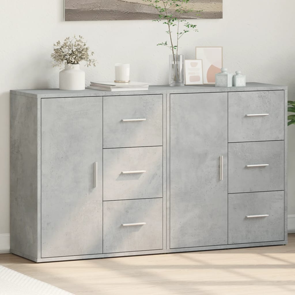 skænke 2 stk. 60x31x70 cm konstrueret træ betongrå
