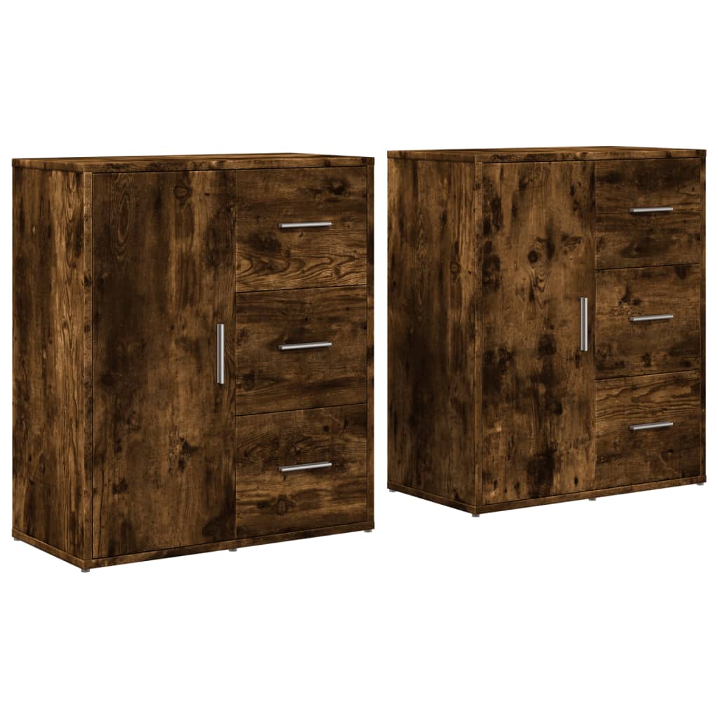 skænke 2 stk. 60x31x70 cm konstrueret træ røget egetræsfarve