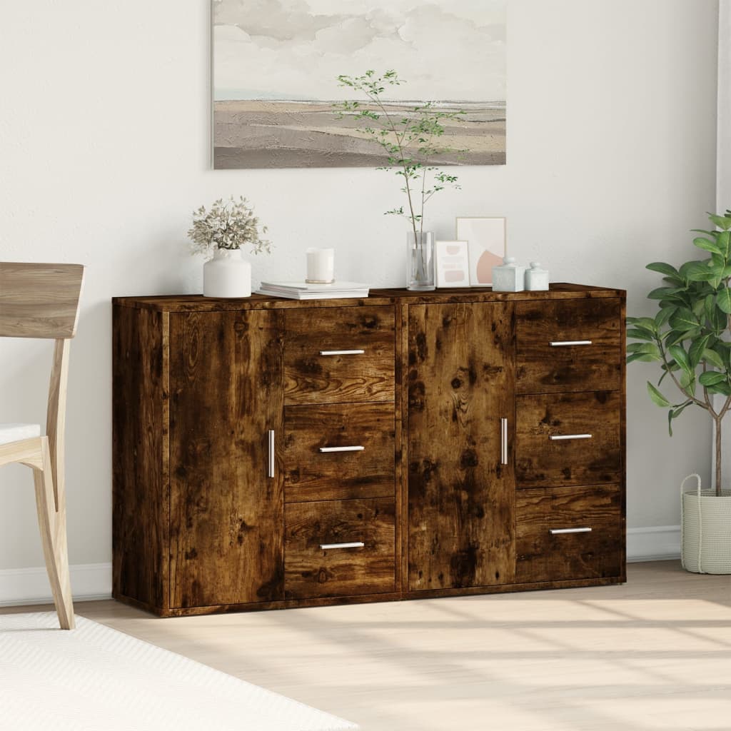 skænke 2 stk. 60x31x70 cm konstrueret træ røget egetræsfarve
