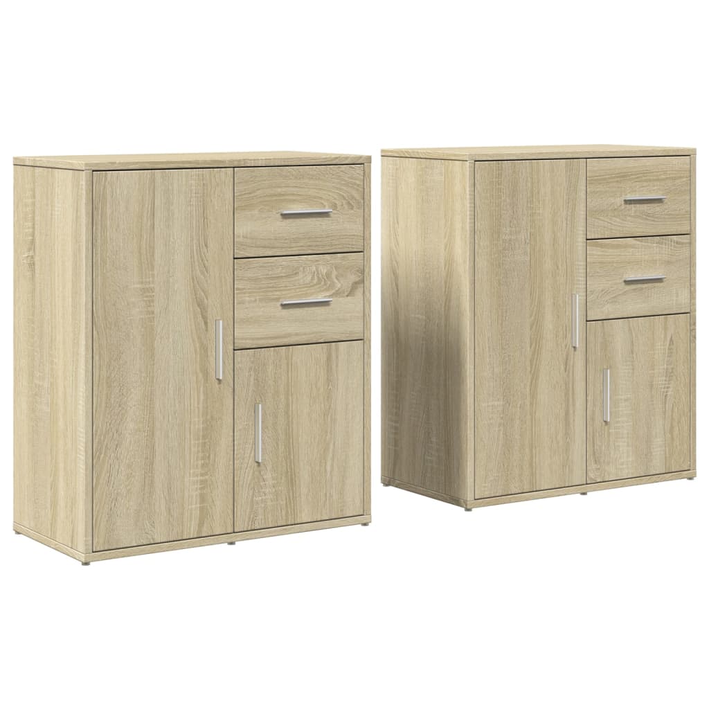 skænke 2 stk. 60x31x70 cm konstrueret træ sonoma-eg