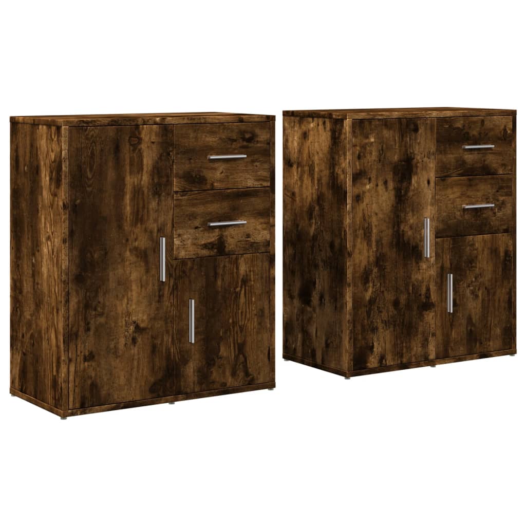 skænke 2 stk. 60x31x70 cm konstrueret træ røget egetræsfarve