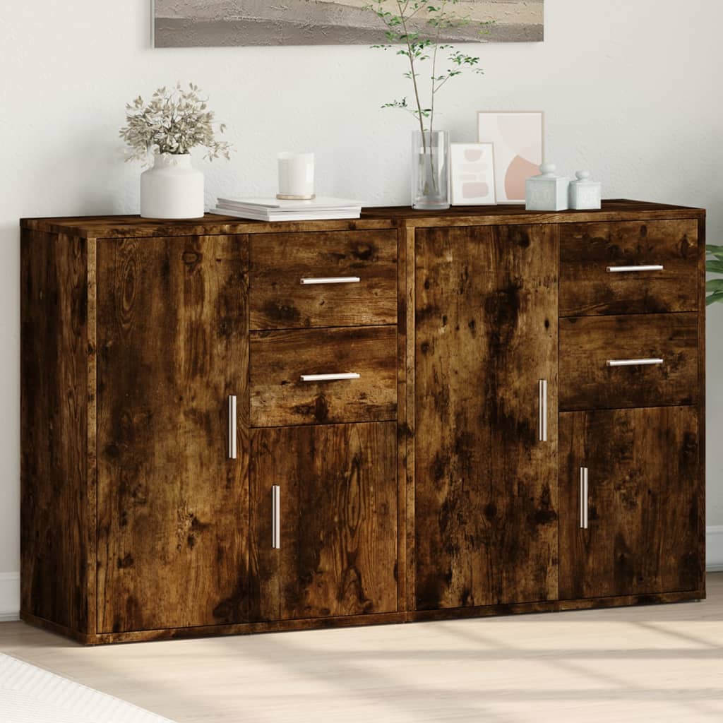 skænke 2 stk. 60x31x70 cm konstrueret træ røget egetræsfarve
