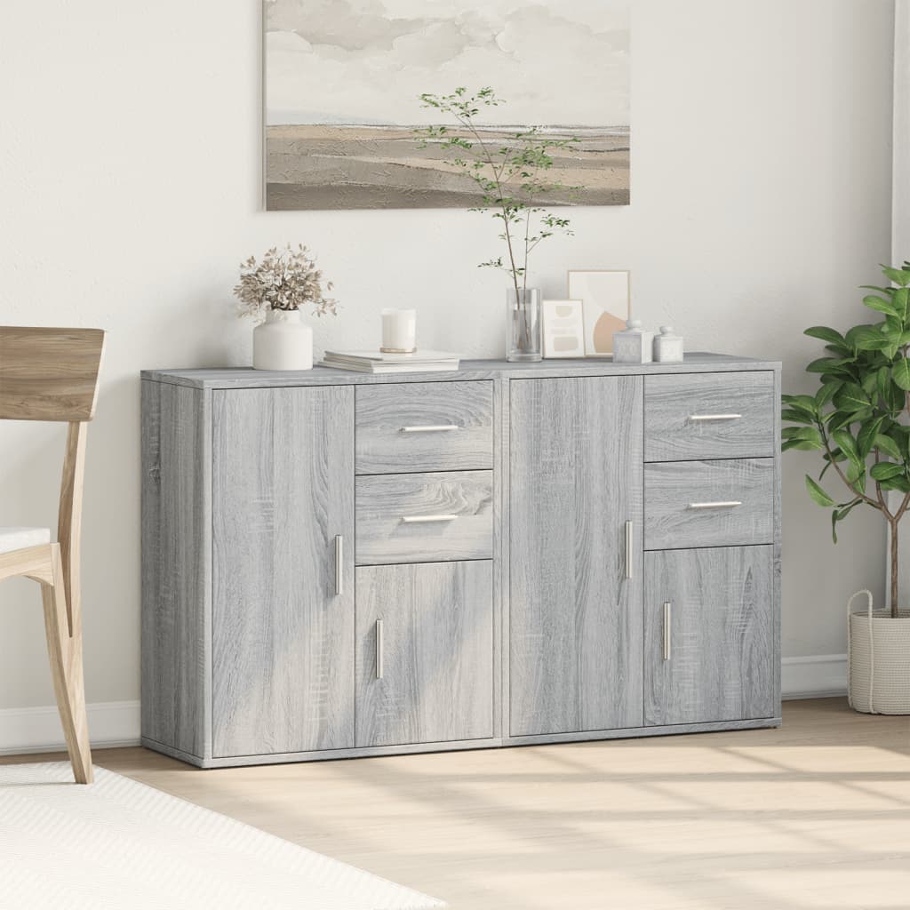 skænke 2 stk. 60x31x70 cm konstrueret træ grå sonoma-eg