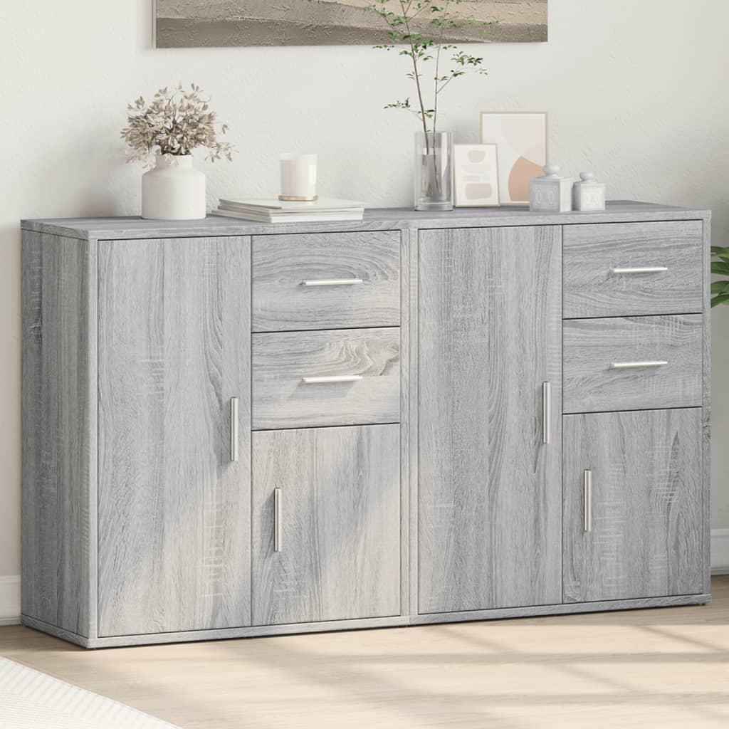 skænke 2 stk. 60x31x70 cm konstrueret træ grå sonoma-eg