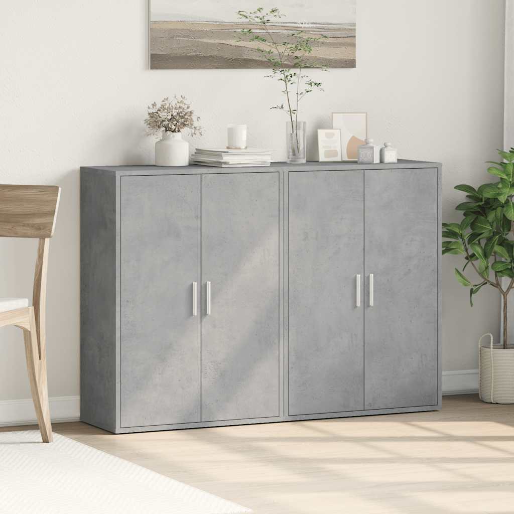 kommoder 2 stk. 60x31x84 cm konstrueret træ betongrå