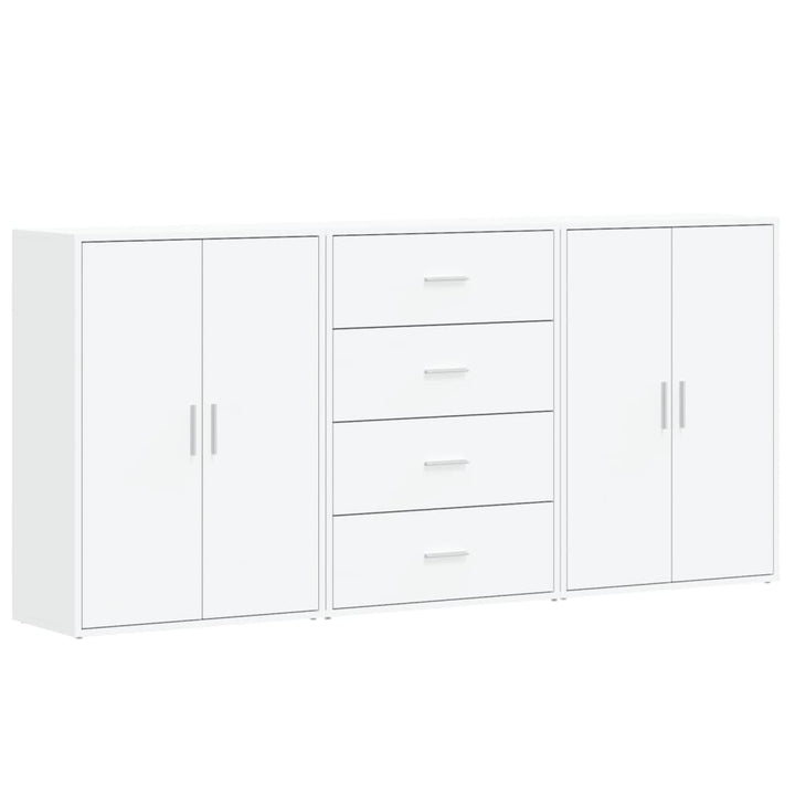 kommoder 3 stk. 60x31x84 cm konstrueret træ hvid