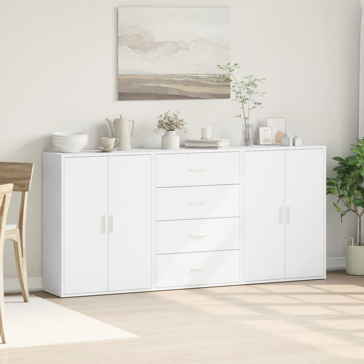 kommoder 3 stk. 60x31x84 cm konstrueret træ hvid