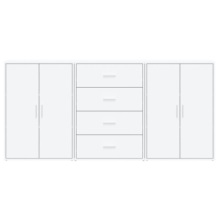 kommoder 3 stk. 60x31x84 cm konstrueret træ hvid