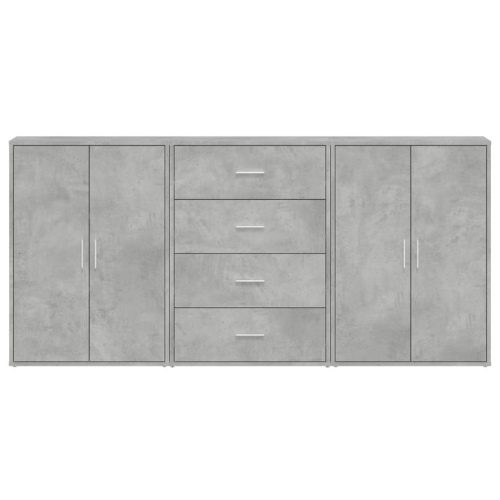 kommoder 3 stk. 60x31x84 cm konstrueret træ betongrå
