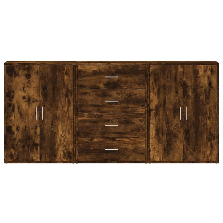 kommoder 3 stk. 60x31x84 cm konstrueret træ røget egetræsfarve