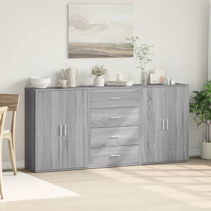 kommoder 3 stk. 60x31x84 cm konstrueret træ grå sonoma-eg