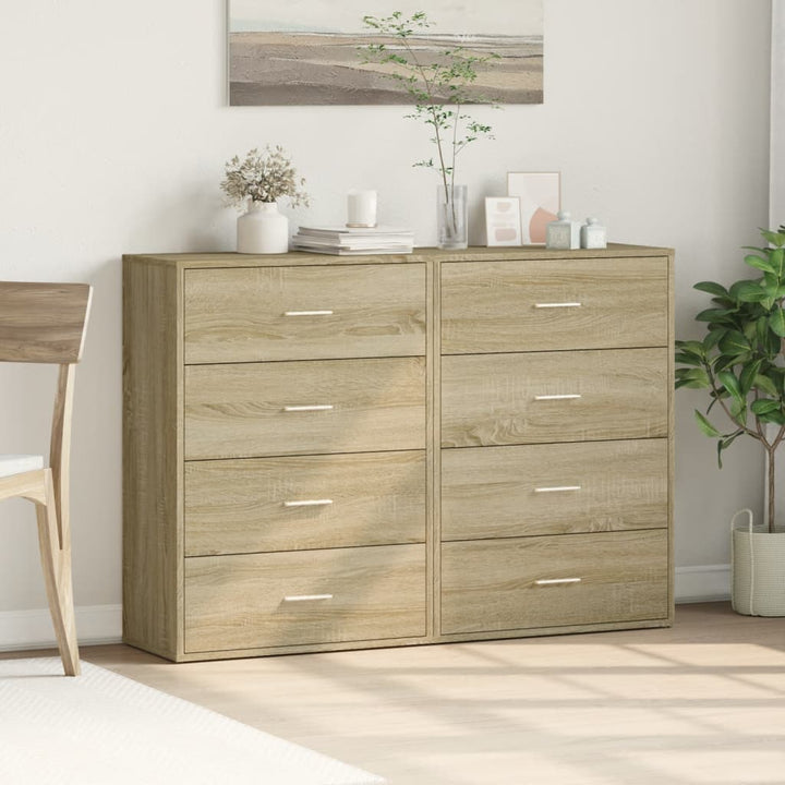 kommoder 2 stk. 60x31x84 cm konstrueret træ sonoma-eg