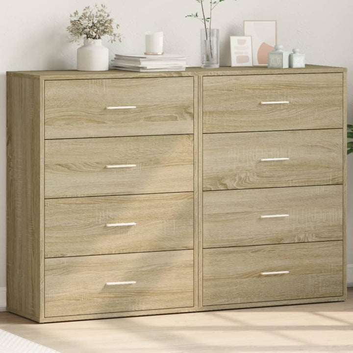kommoder 2 stk. 60x31x84 cm konstrueret træ sonoma-eg