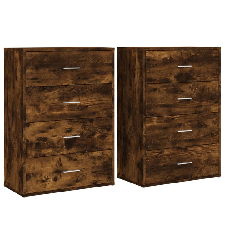 kommoder 2 stk. 60x31x84 cm konstrueret træ røget egetræsfarve