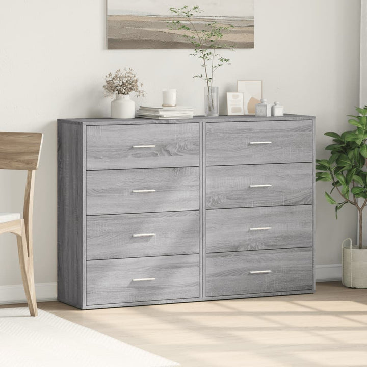 kommoder 2 stk. 60x31x84 cm konstrueret træ grå sonoma-eg