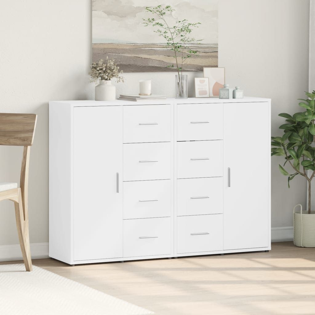 kommoder 2 stk.. 60x31x84 cm konstrueret træ hvid