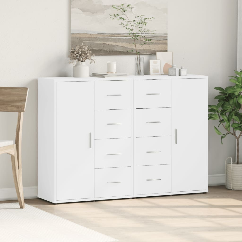 kommoder 2 stk.. 60x31x84 cm konstrueret træ hvid