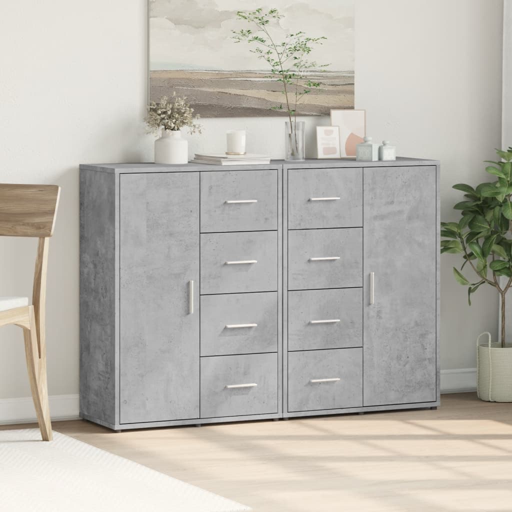 kommoder 2 stk. 60x31x84 cm konstrueret træ betongrå