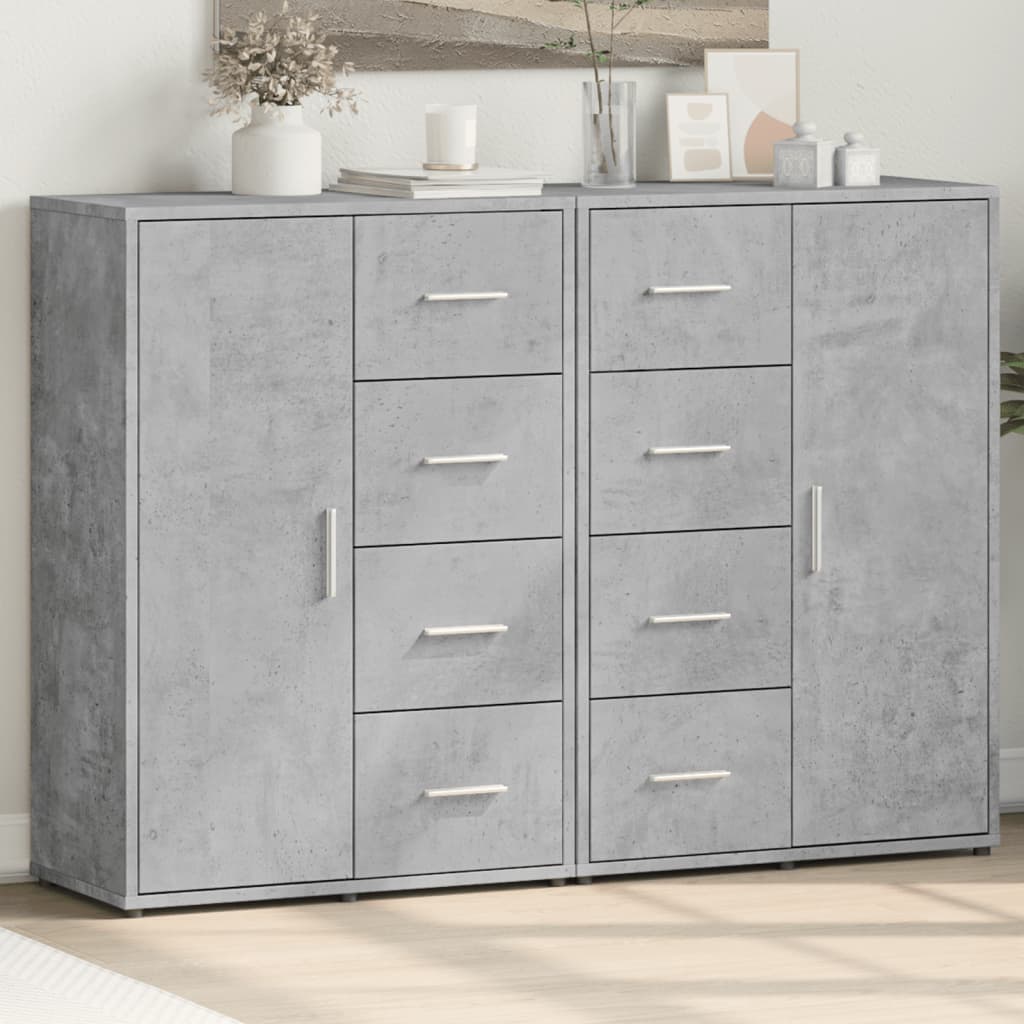 kommoder 2 stk. 60x31x84 cm konstrueret træ betongrå