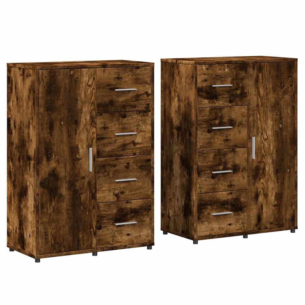 kommoder 2 stk. 60x31x84 cm konstrueret træ røget egetræsfarve