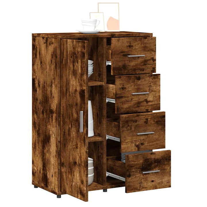 kommoder 2 stk. 60x31x84 cm konstrueret træ røget egetræsfarve