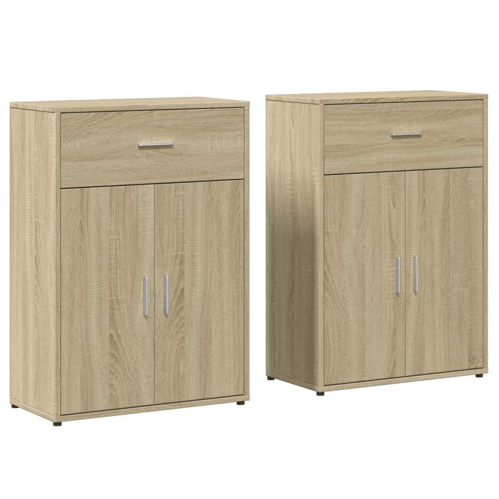 skænke 2 stk. 60x30x84 cm konstrueret træ sonoma-eg