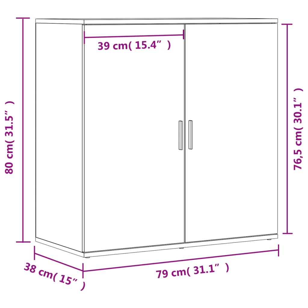 skænke 2 stk. 79x38x80 cm konstrueret træ betongrå