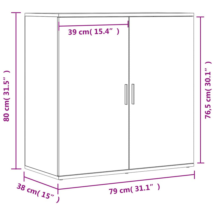 skænke 2 stk. 79x38x80 cm konstrueret træ betongrå