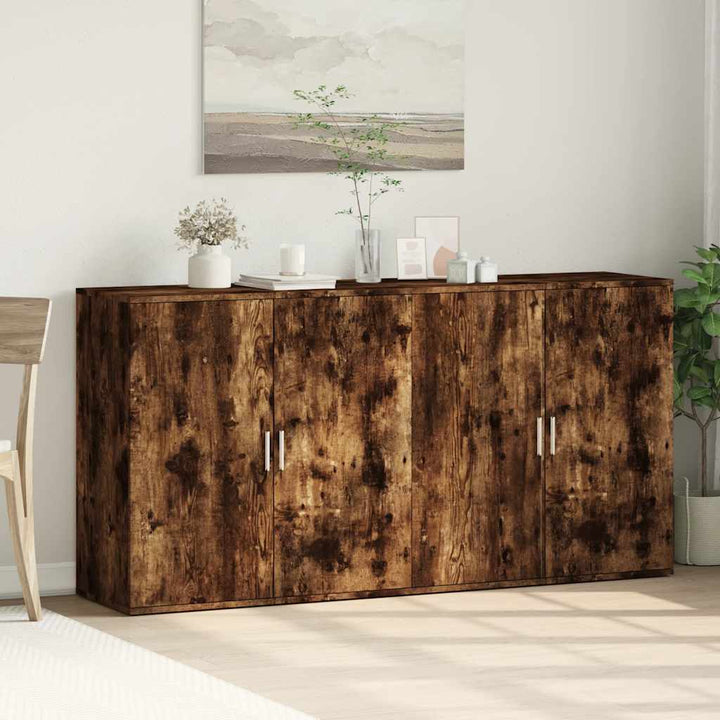 skænke 2 stk. 79x38x80 cm konstrueret træ røget egetræsfarve
