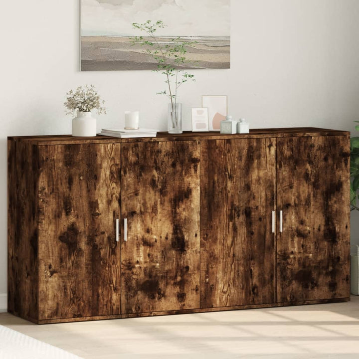 skænke 2 stk. 79x38x80 cm konstrueret træ røget egetræsfarve