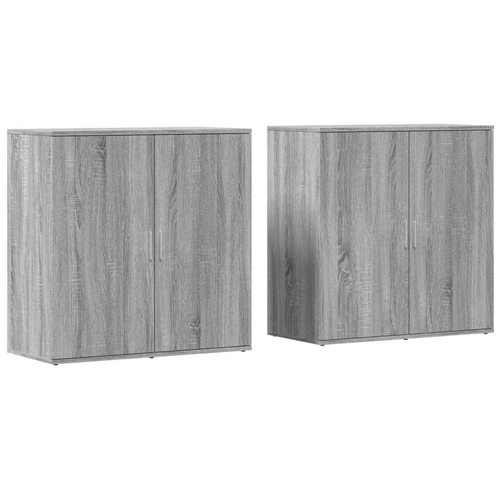skænke 2 stk. 79x38x80 cm konstrueret træ grå sonoma-eg