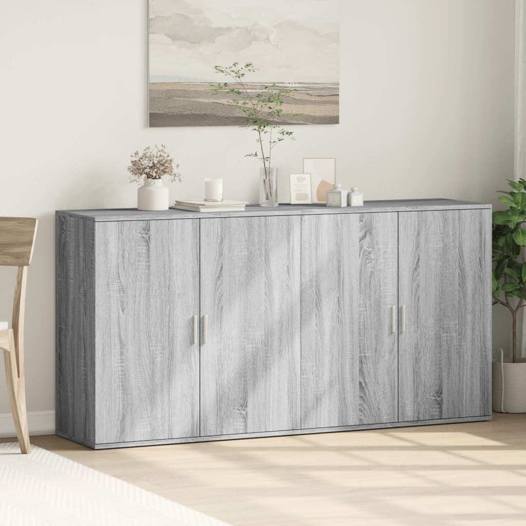 skænke 2 stk. 79x38x80 cm konstrueret træ grå sonoma-eg