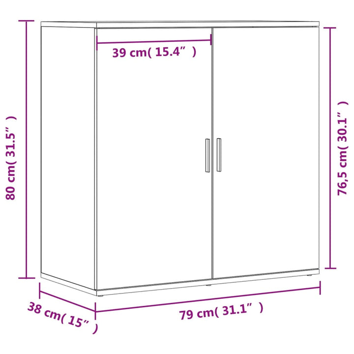 skænke 2 stk. 79x38x80 cm konstrueret træ grå sonoma-eg