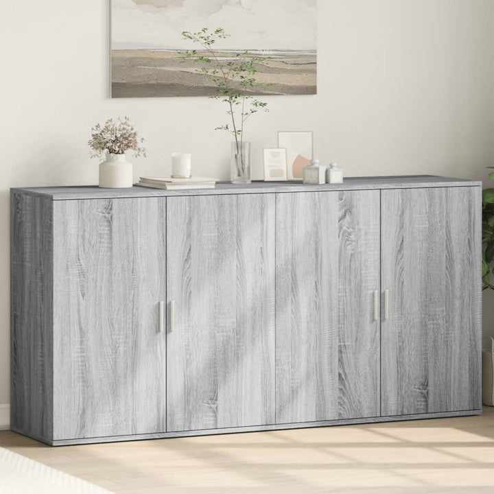 skænke 2 stk. 79x38x80 cm konstrueret træ grå sonoma-eg