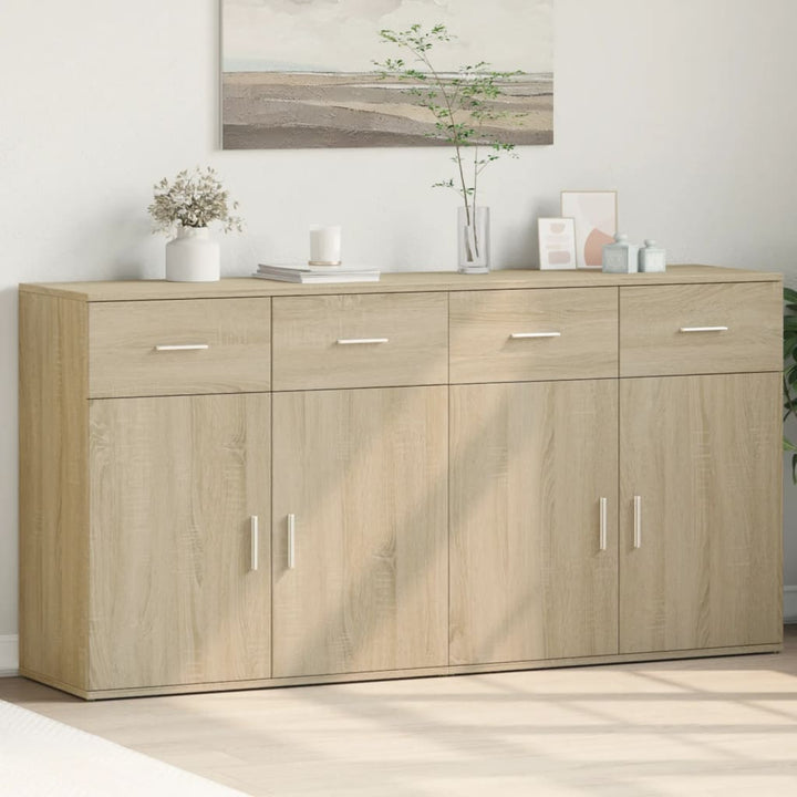 skænke 2 stk. 79x38x80 cm konstrueret træ sonoma-eg