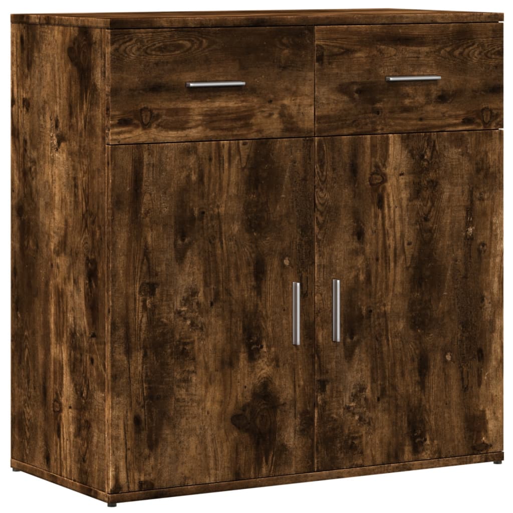 skænke 2 stk. 79x38x80 cm konstrueret træ røget egetræsfarve