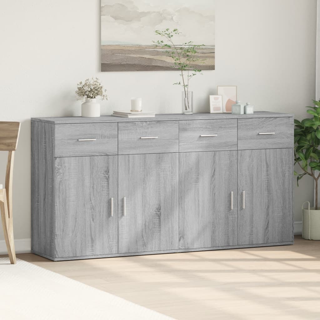 skænke 2 stk. 79x38x80 cm konstrueret træ grå sonoma-eg