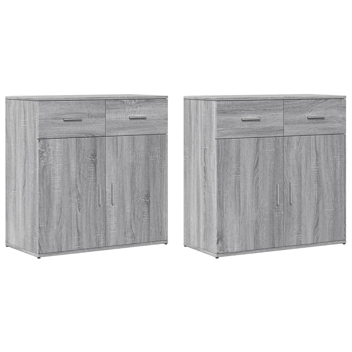 skænke 2 stk. 79x38x80 cm konstrueret træ grå sonoma-eg