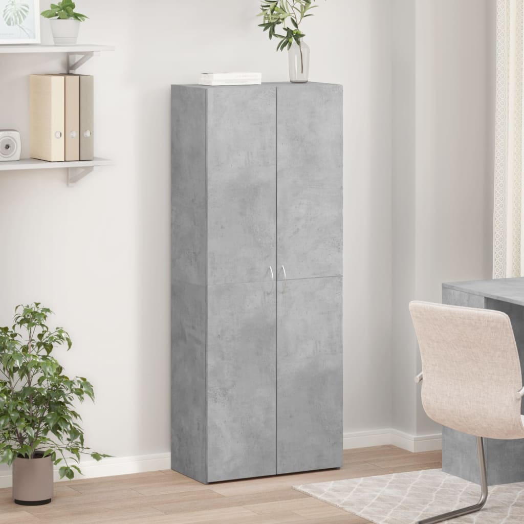 arkivskab 60x32x153 cm konstrueret træ betongrå