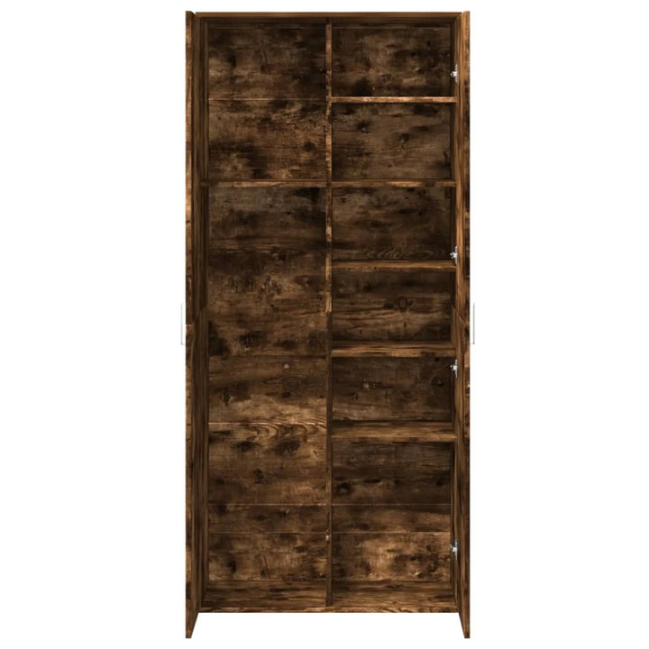 højskab 80x35x180 cm konstrueret træ røget egetræsfarve