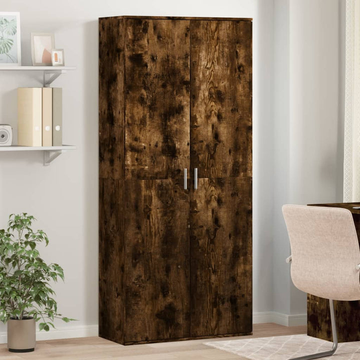 højskab 80x35x180 cm konstrueret træ røget egetræsfarve