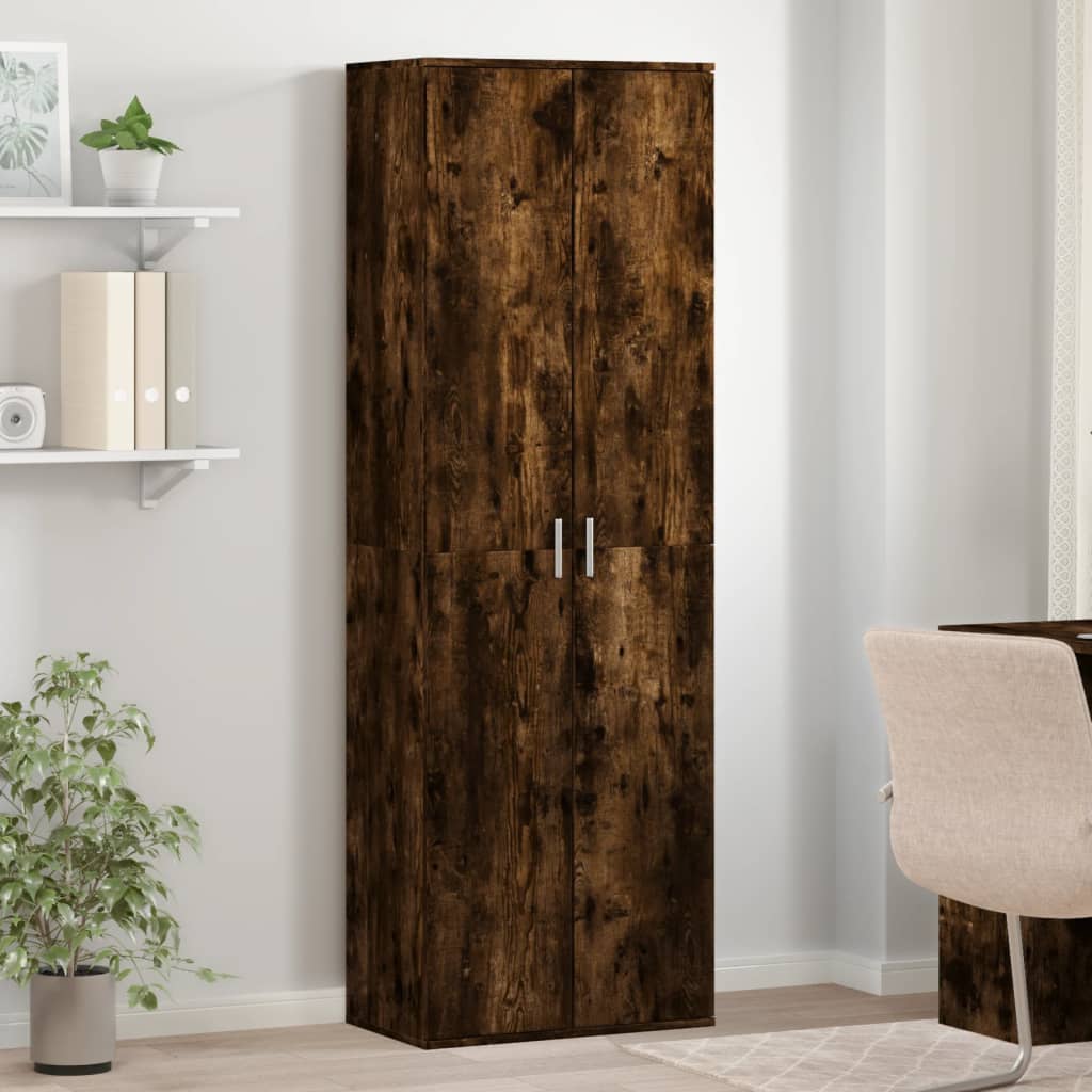 højskab 60x35x180 cm konstrueret træ røget egetræsfarve