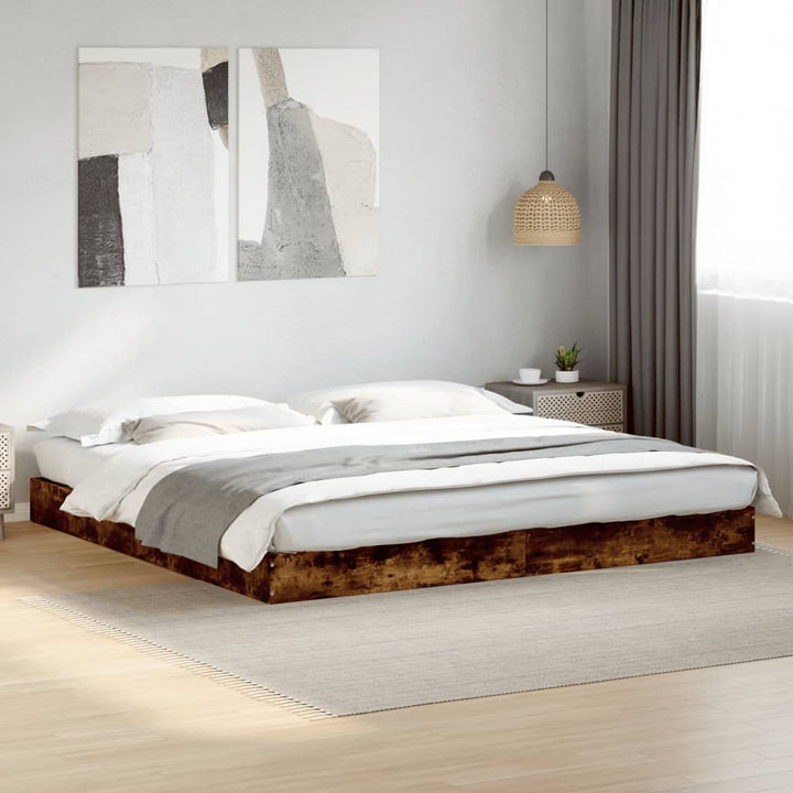 sengestel uden madras 180x200 cm konstrueret træ røget eg