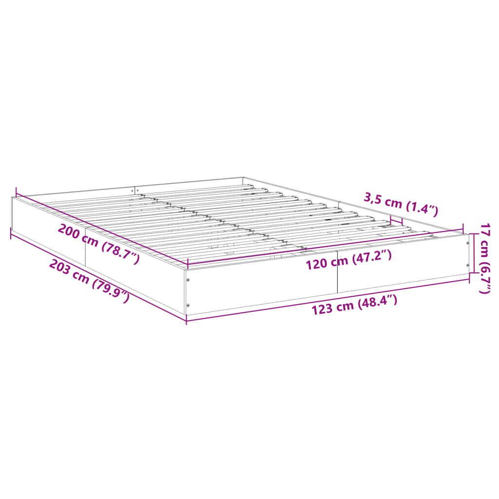 sengestel 120x200 cm konstrueret træ hvid