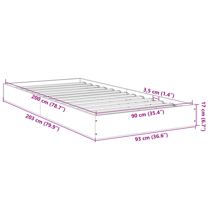 sengeramme 90x200 cm konstrueret træ hvid